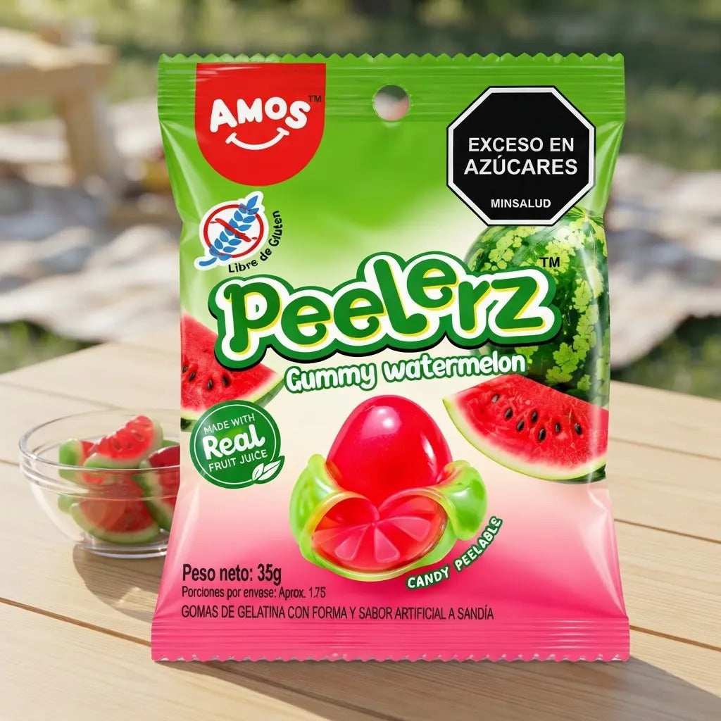 Gomitas Peelerz Sandia Pelables X 35gr X 1u Sin Gluten Amos