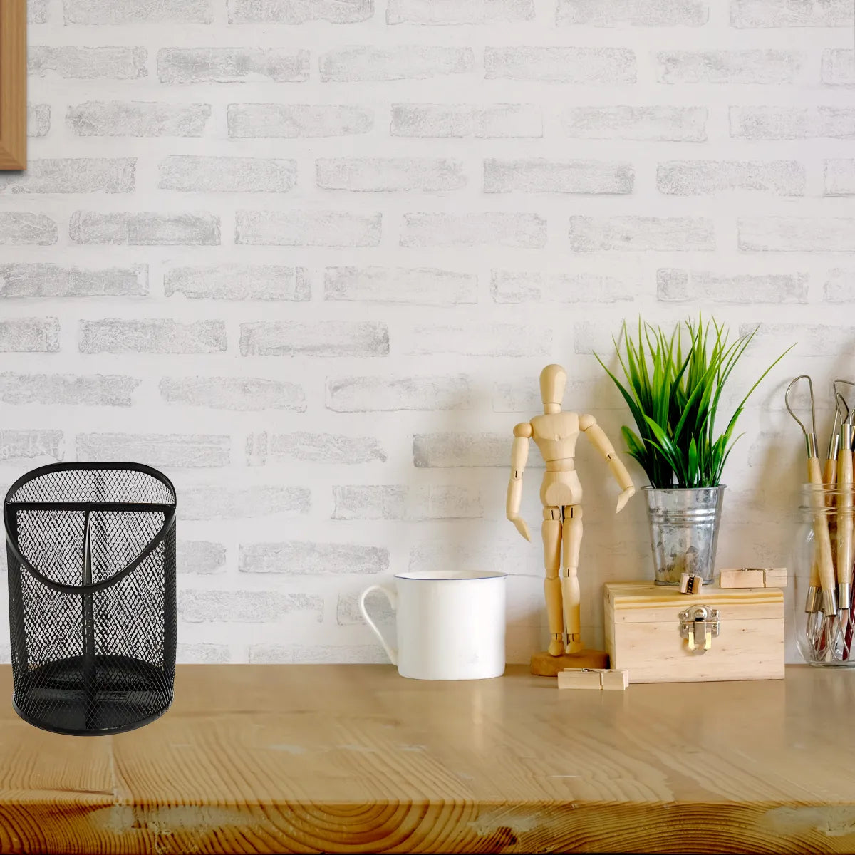 Portalapices Redondo En Malla Metálico Organizador