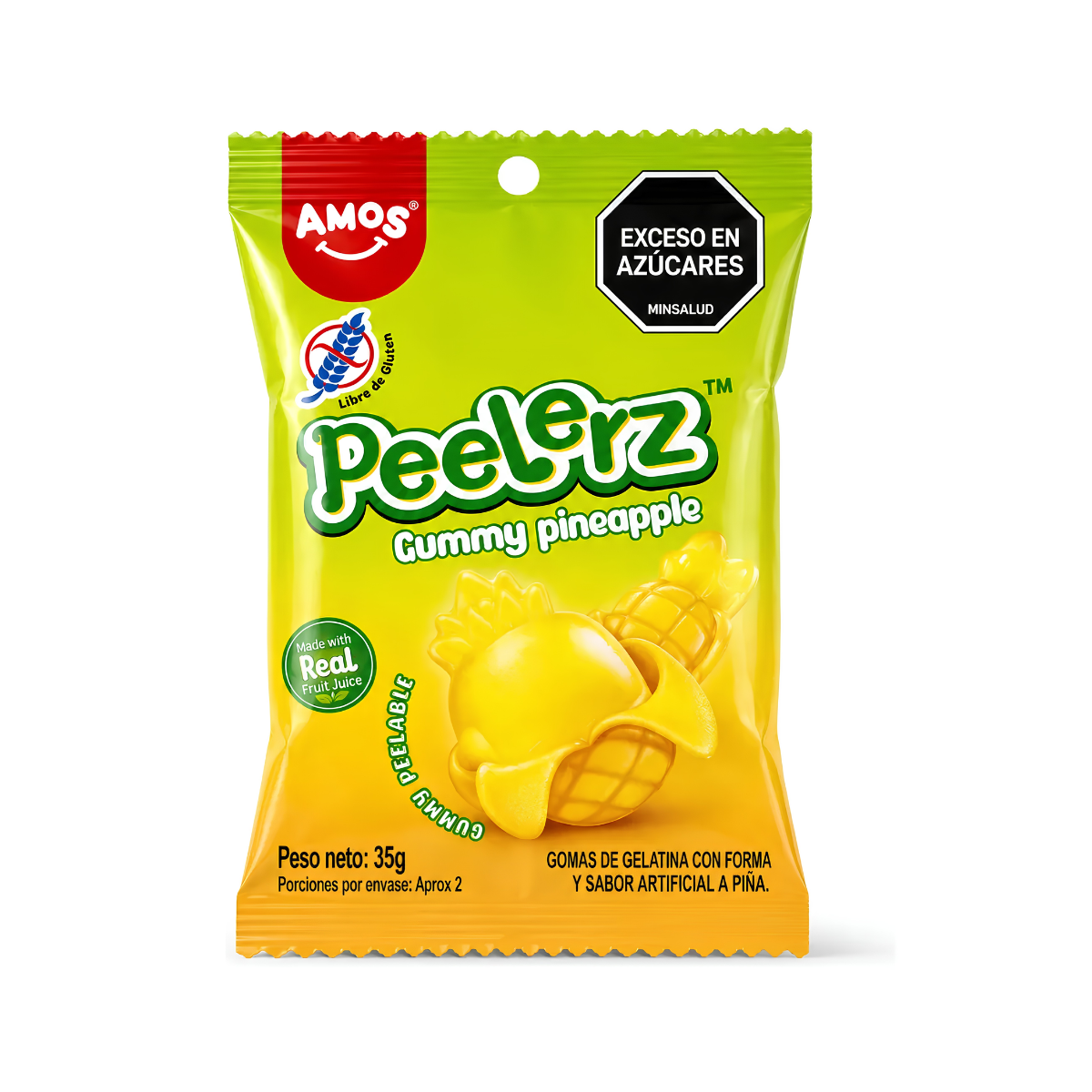 Gomitas Peelerz Piña Pelables X 35gr X 1u Sin Gluten Amos