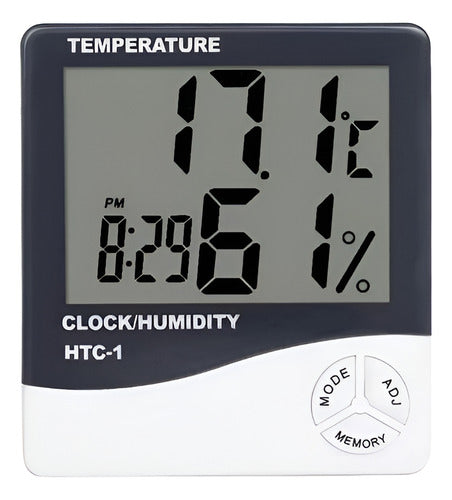 Higrometro Digital Termometro Medidor Humedad Reloj Alarma