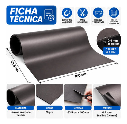 Lamina Magnetica Imanada 1 Metro X 62 Cm Calibre 0.4 Mm