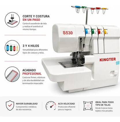 Fileteadora Kingter Overlock Profesional Refuerzo S530