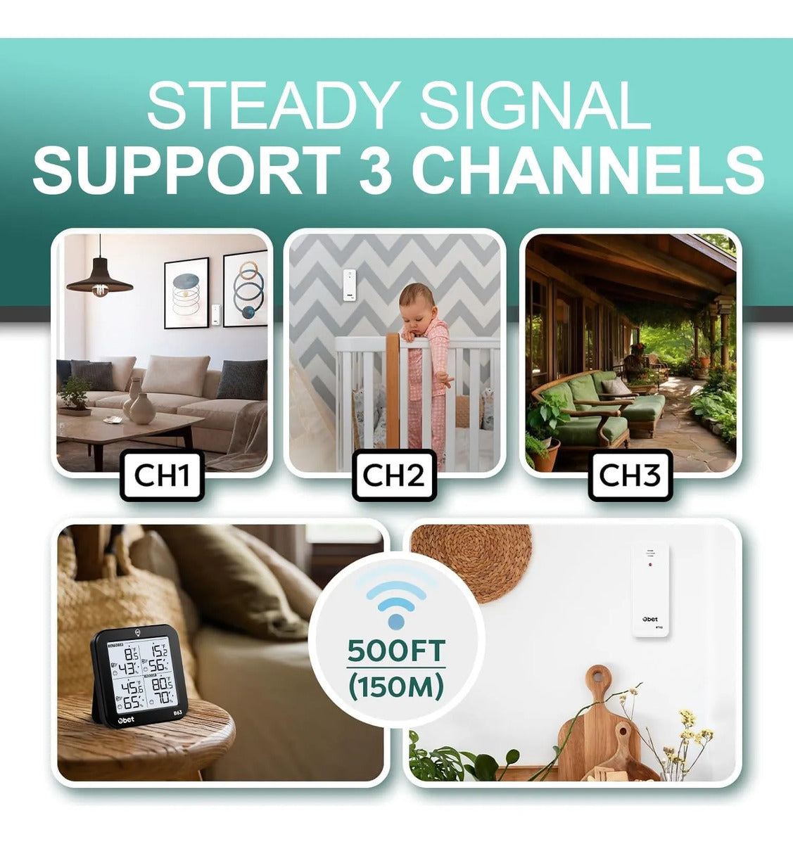 Termohigrómetro Digital Obet Multisensorial 4 Sensores