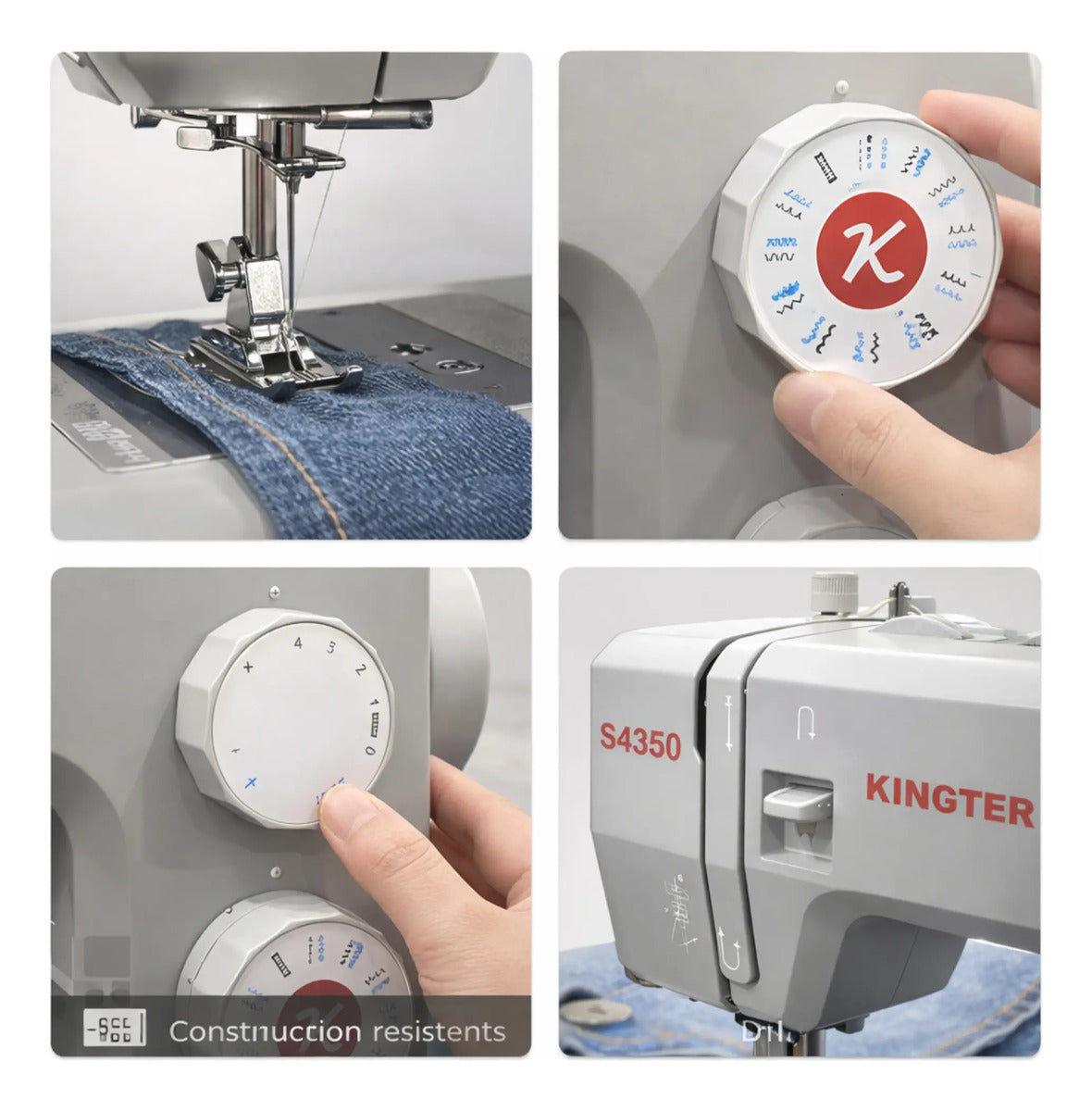 Máquina Kingter Heavy Duty Potente 24 Puntadas Gris 110v