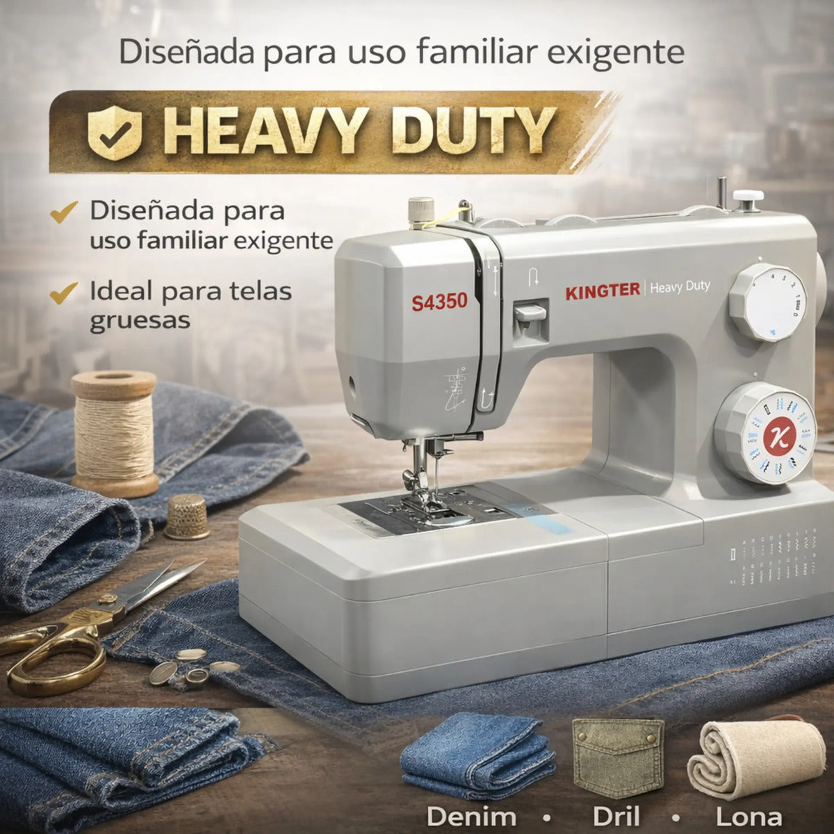 Máquina Kingter Heavy Duty Potente 24 Puntadas Gris 110v