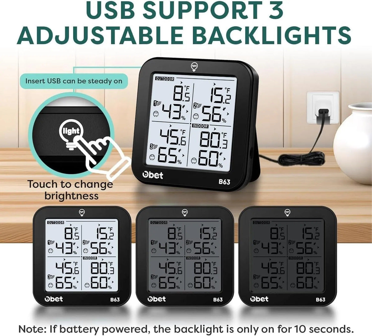 Termohigrómetro Digital Obet Multisensorial 4 Sensores