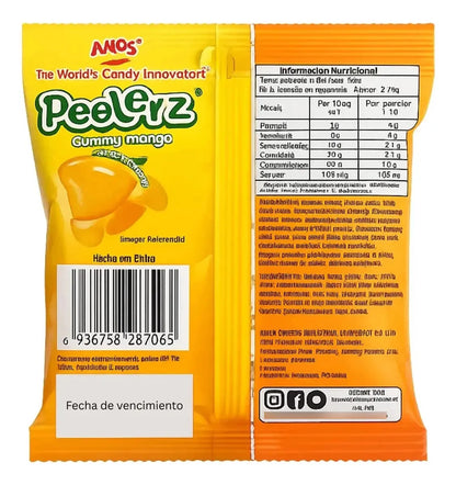 Gomitas Peelerz Mango Pelables X 35gr X 1u Sin Gluten Amos
