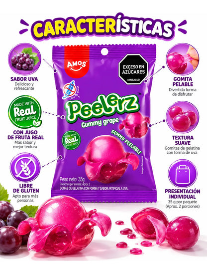 Gomitas Peelerz Uva Pelables X 35gr X 1u Sin Gluten Amos