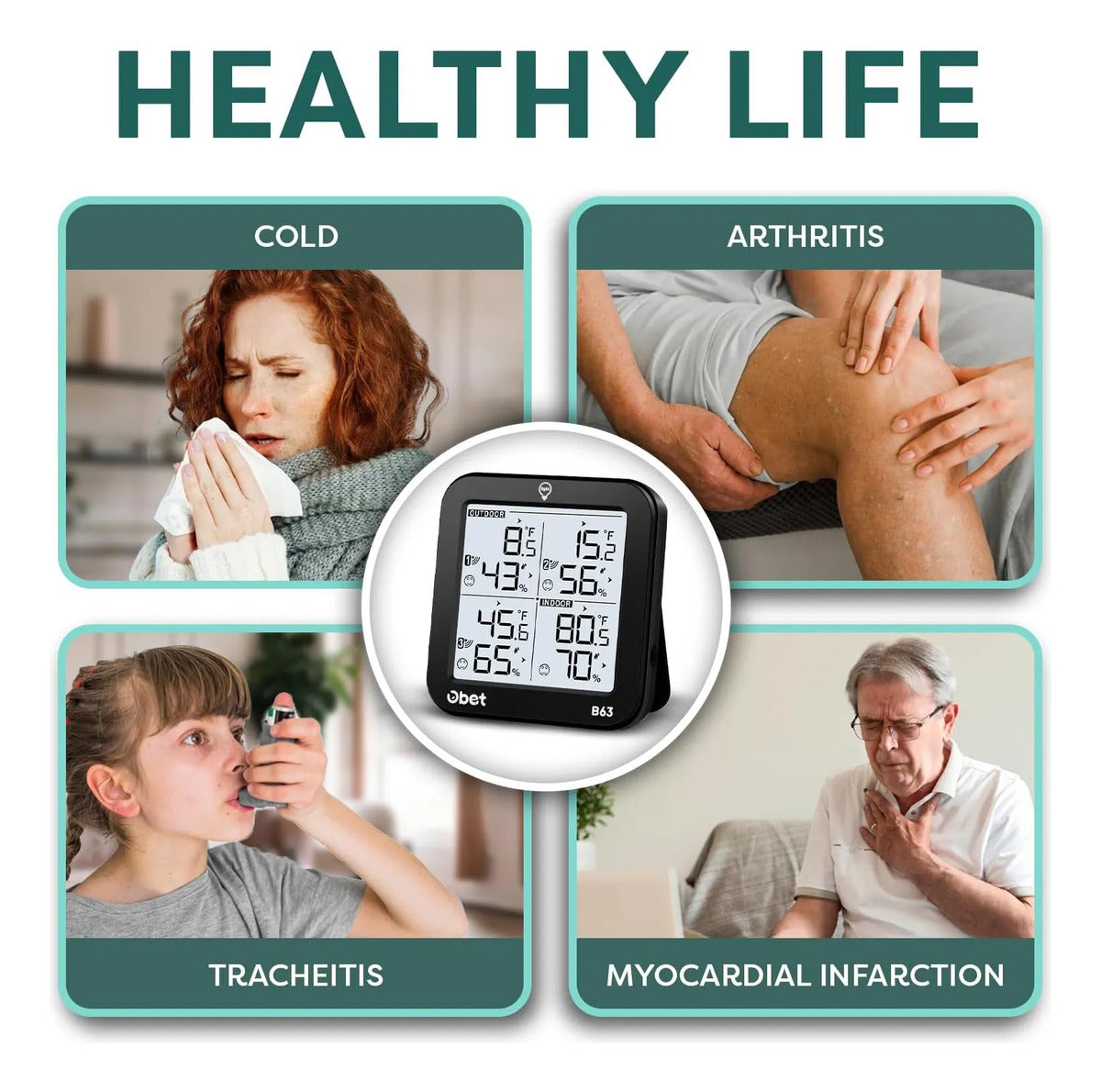 Termohigrómetro Digital Obet Multisensorial 4 Sensores
