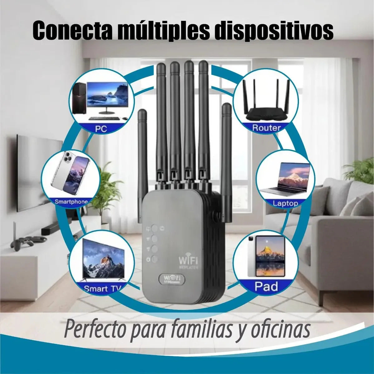 Amplificador De Señal Wifi De 6 Antenas Rompemuros