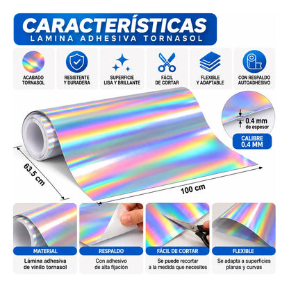 Vinilo Adhesivo 60cm X 1 Mts Plotter Tornasol