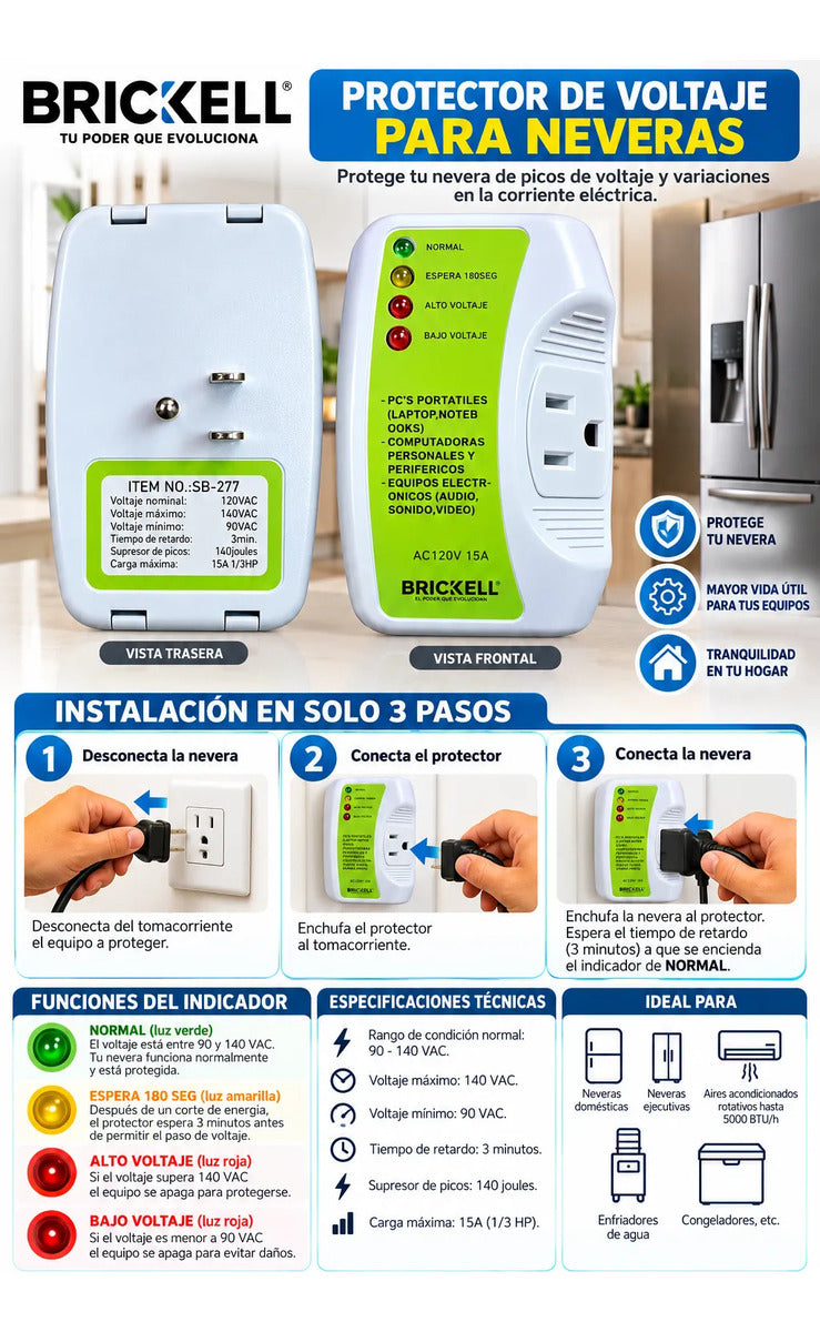 Protector Voltaje Brickell Sb277 Electrodomésticos