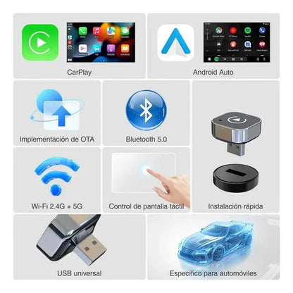 Dongle Usb Carplay Y Android Auto Inalámbrico Bt 5.0 Wifi