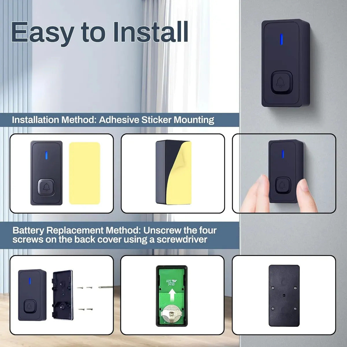 Timbre Inalámbrico Impermeable Volumen Ajustable 58 Tonos